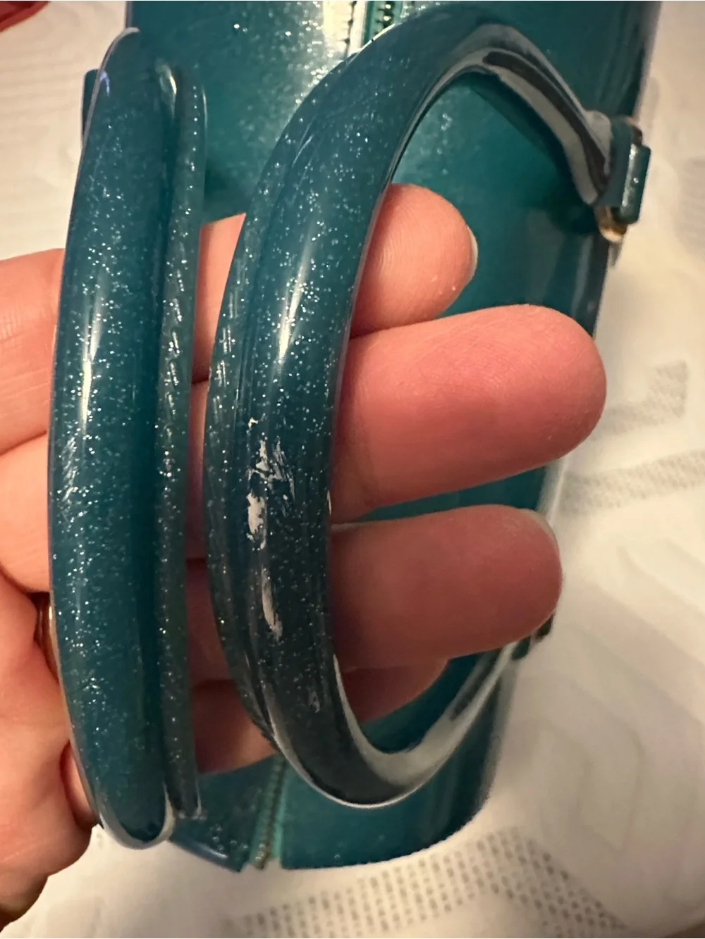 Teal Glitter Dome Satchel Bag - Women